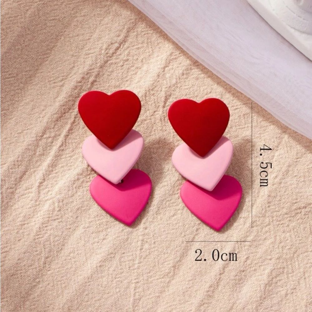 ‎Color Block Heart Drop Earrings - Picture 7 of 10